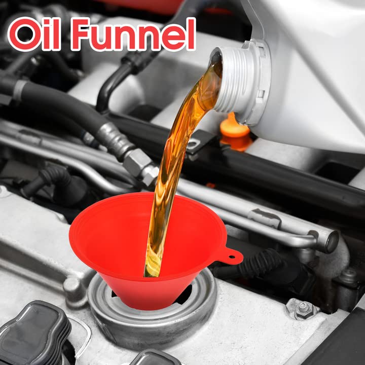 Oil Funnel Plastic Gas Funnels Set Small Funnel Kit for Car Kitchen Use for Filling Bottles Jars Containers and Fluids Mini Small Large (4 Count)