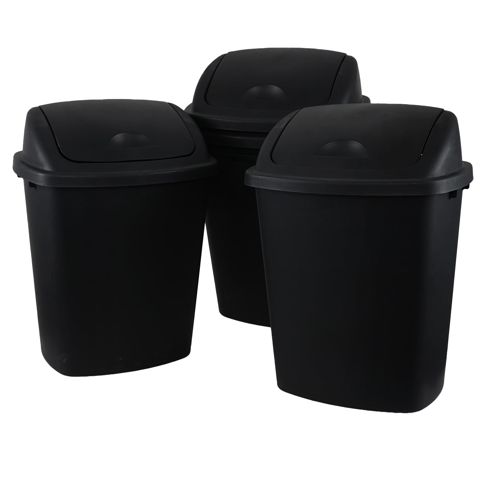 10 Gallon Black Swing Top Trash Cans (4 Count)