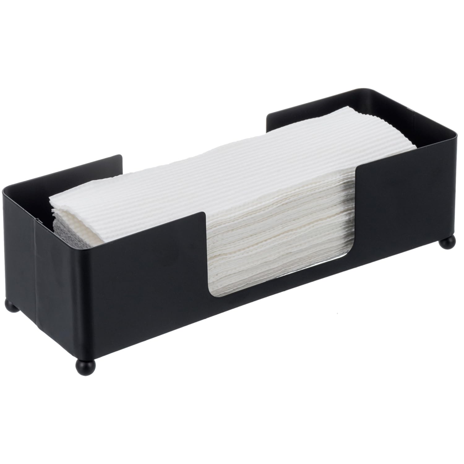 Modern Matte Black Metal Tabletop Commercial Folded Paper Towel Holder