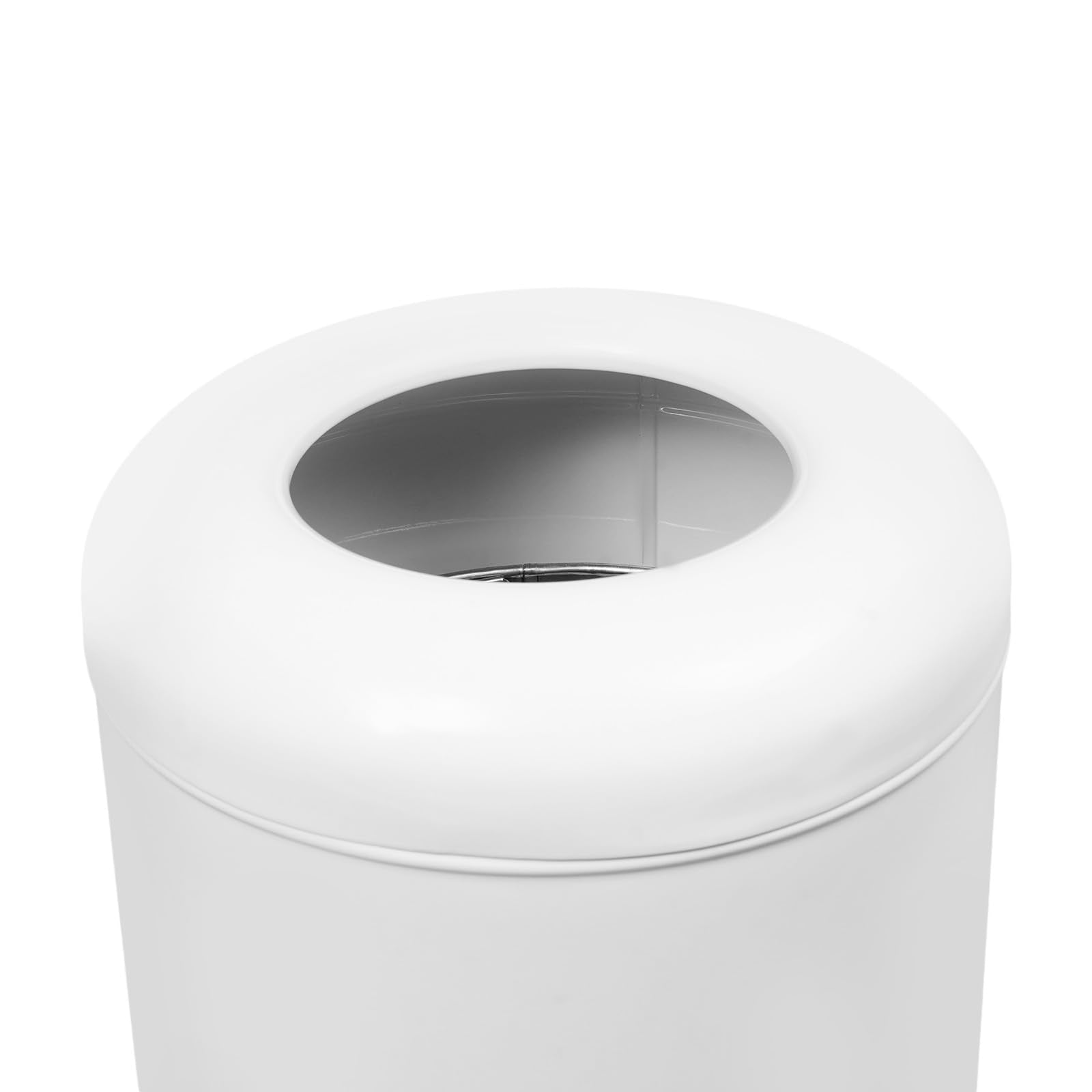 58.6 Liter 15.48 Gallon Commercial Open Top Trash Can White Stainless Steel Trash Can Outdoor Indoor Garbage Enclosure with Lid Inside Barrel