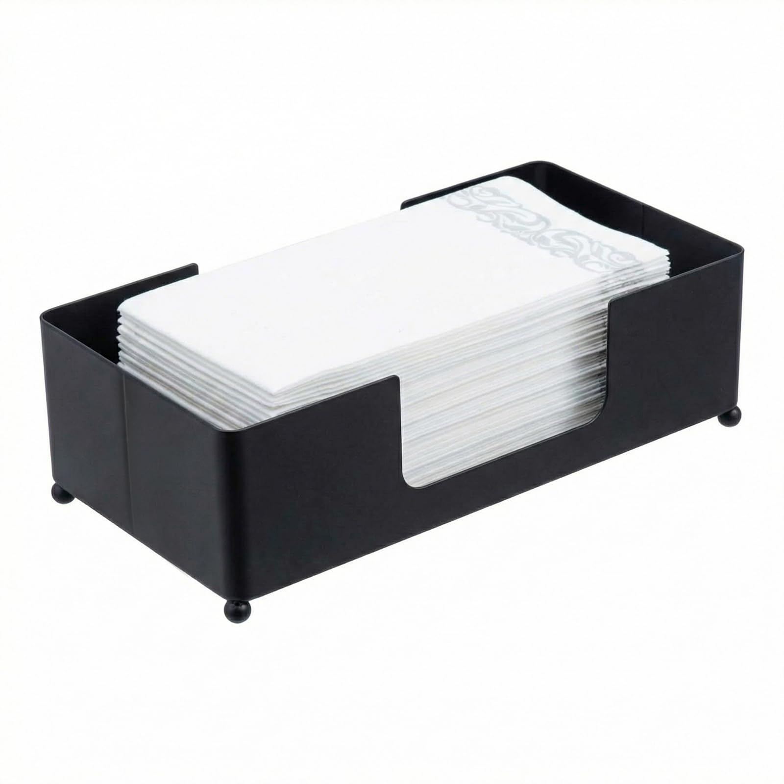 Modern Matte Black Metal Folded Paper Towel Holder for Commercial & Guest Bathroom