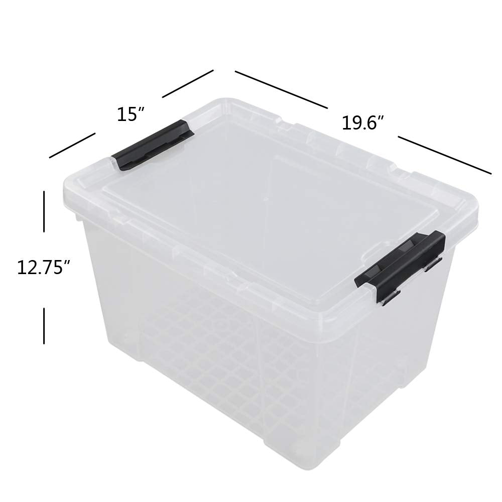 50 Quart Large Clear Rolling Storage Containers Bins with Lid (4 Count)