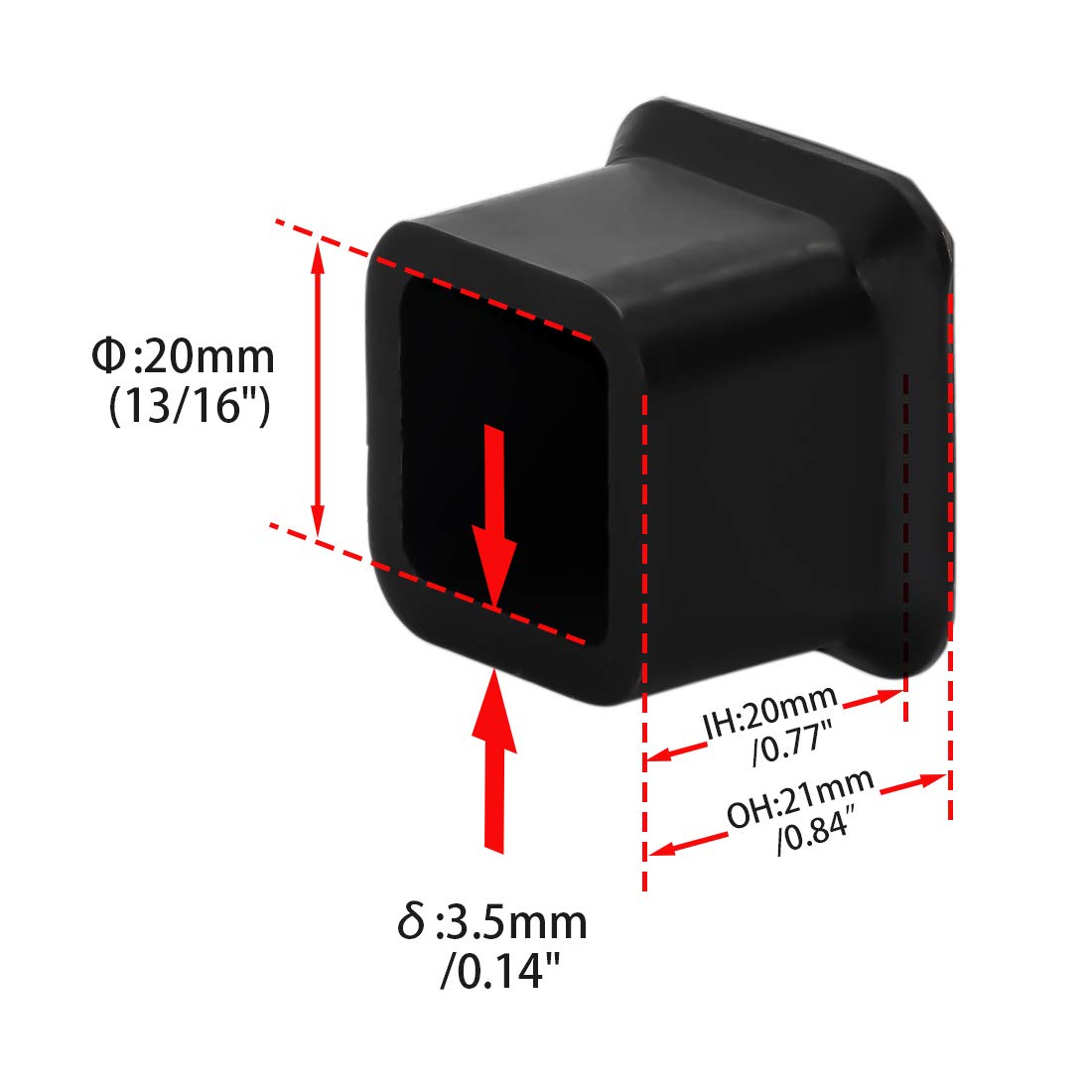 Durable Non Marking Silicone Chair Leg Caps Tips Floor Protectors Square Furniture Table Leg Covers (20 Count)