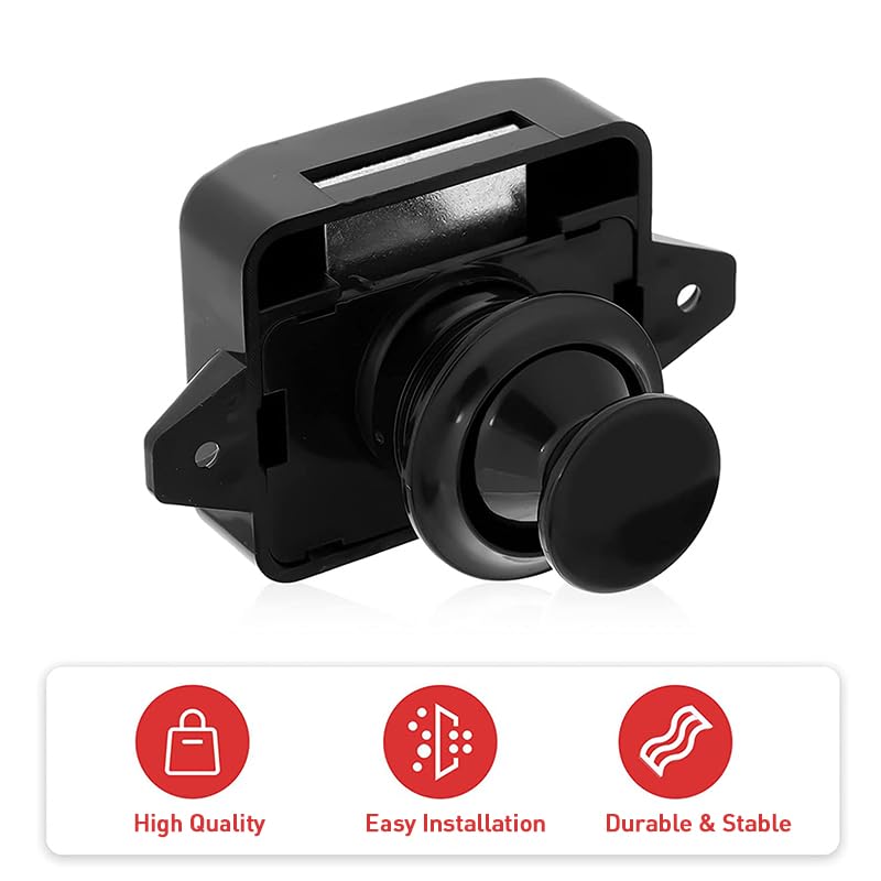 Set of 5 Push Button Latch Cupboard for RV Camper Motor Home Caravan Black (5 Count)