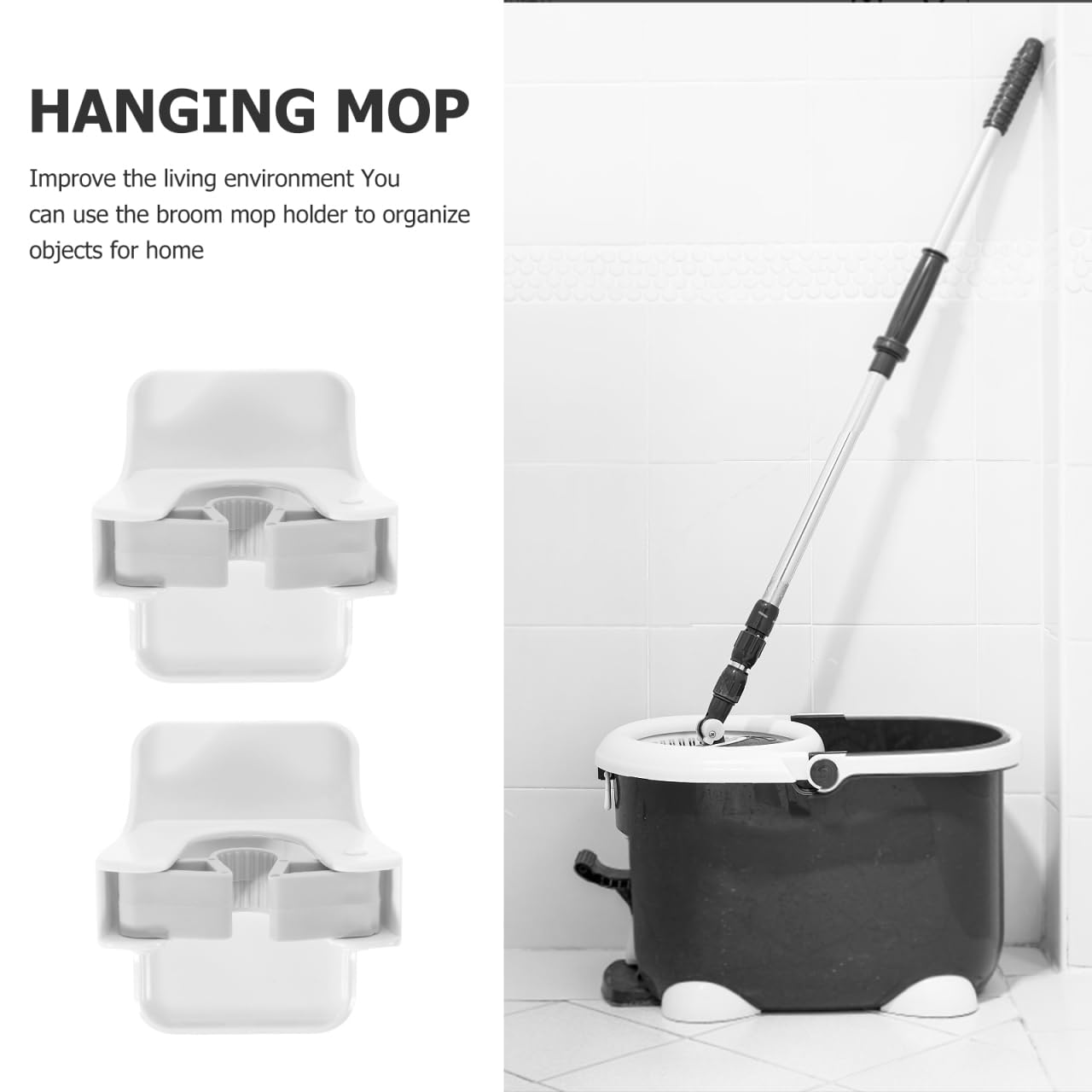 4Pcs Broom Holder Wall Mount Mop Grippers No Drilling Anti