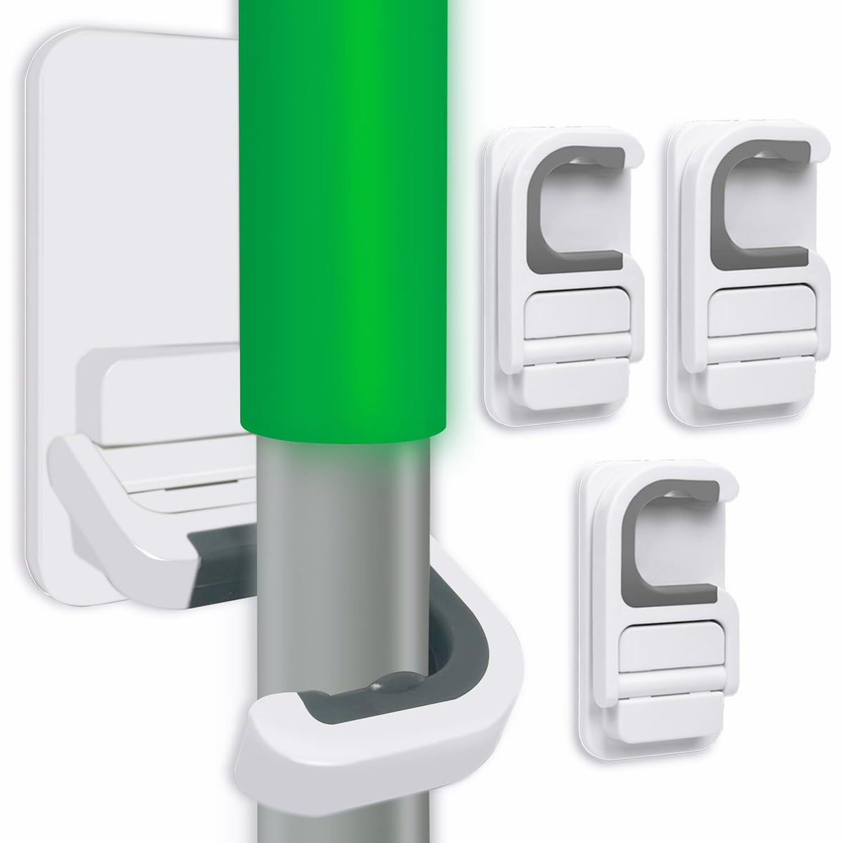 3pack Broom and Mop Holder Wall Mount No Drill Mop and Broom Gripper Mop Handle Hanger Household Cleaning Organizer (3 Count)