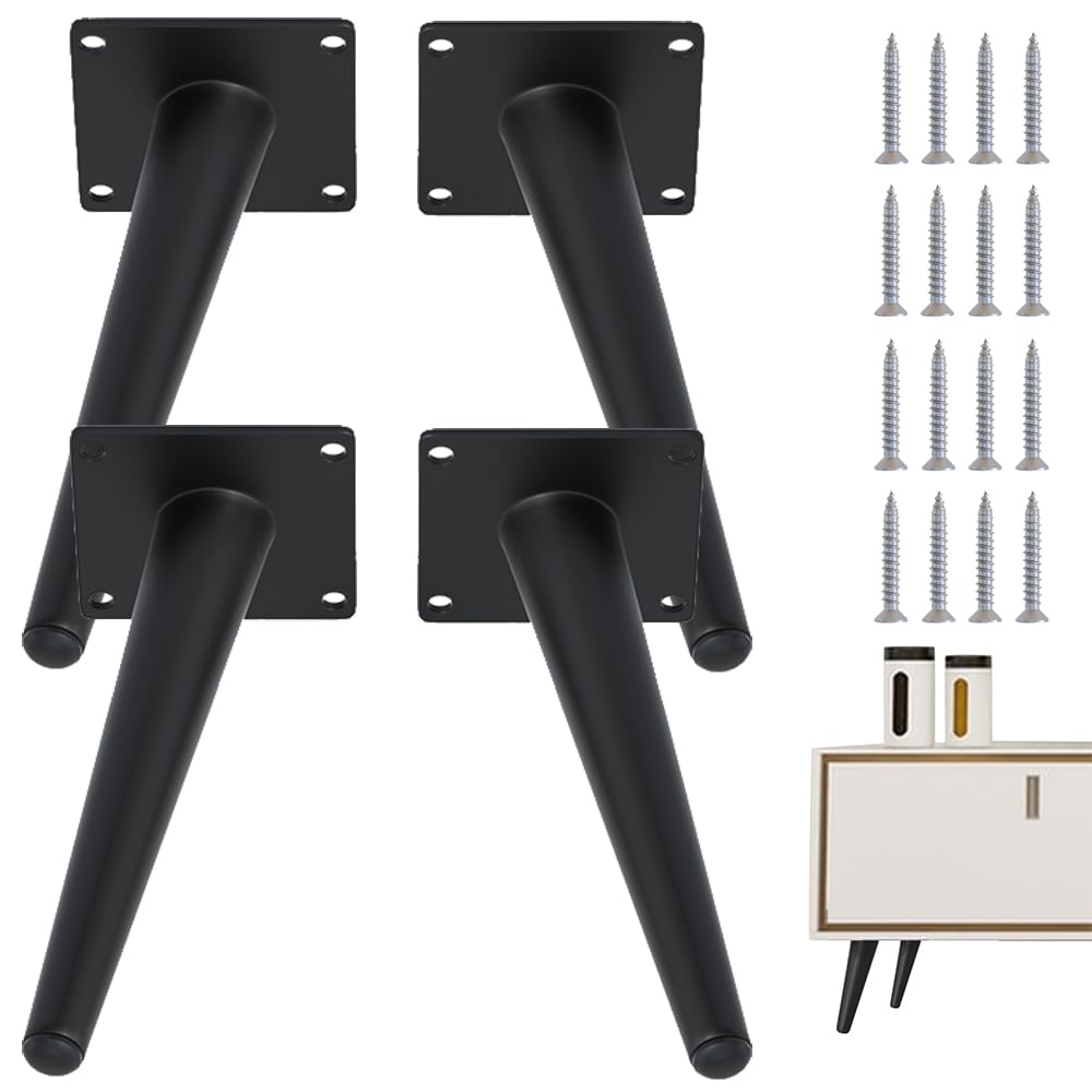 4PCS 7 Inch Matte Black Tapered Angled Legs for Furniture