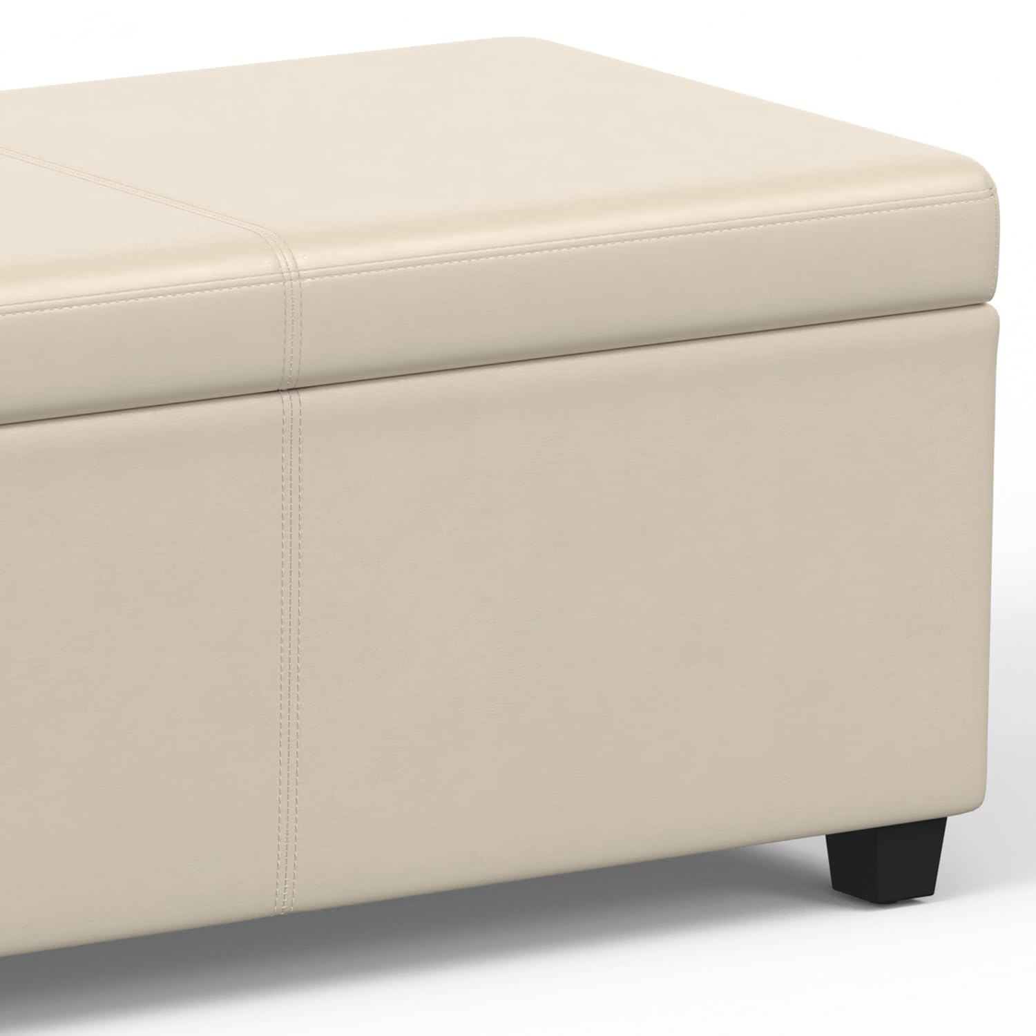 Avalon 54" Wide Vegan Leather Storage Ottoman in Tanners Brown