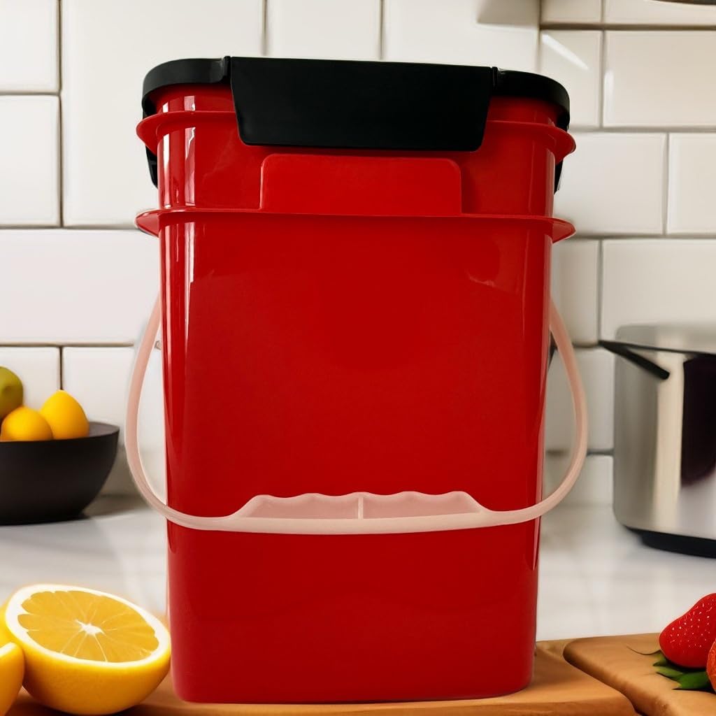 4 Gallon Square Food Grade Bucket Pail with Plastic Handles and Lid