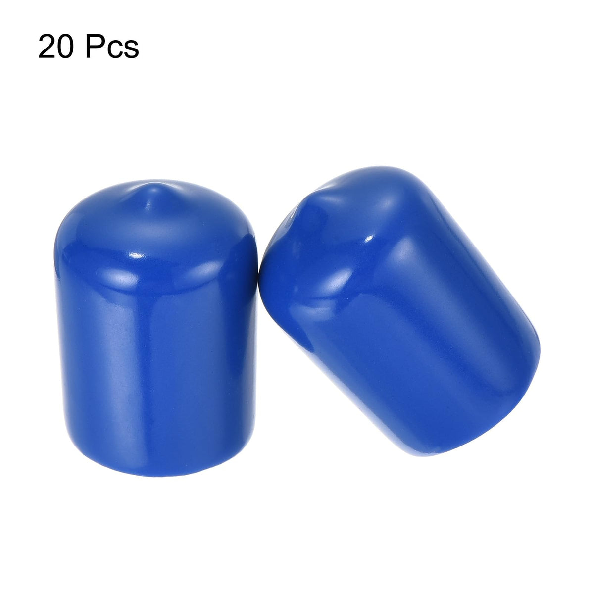 20pcs Rubber End Caps 16mm ID Vinyl Round Tube Bolt Cap Cover Screw Thread Protectors Blue