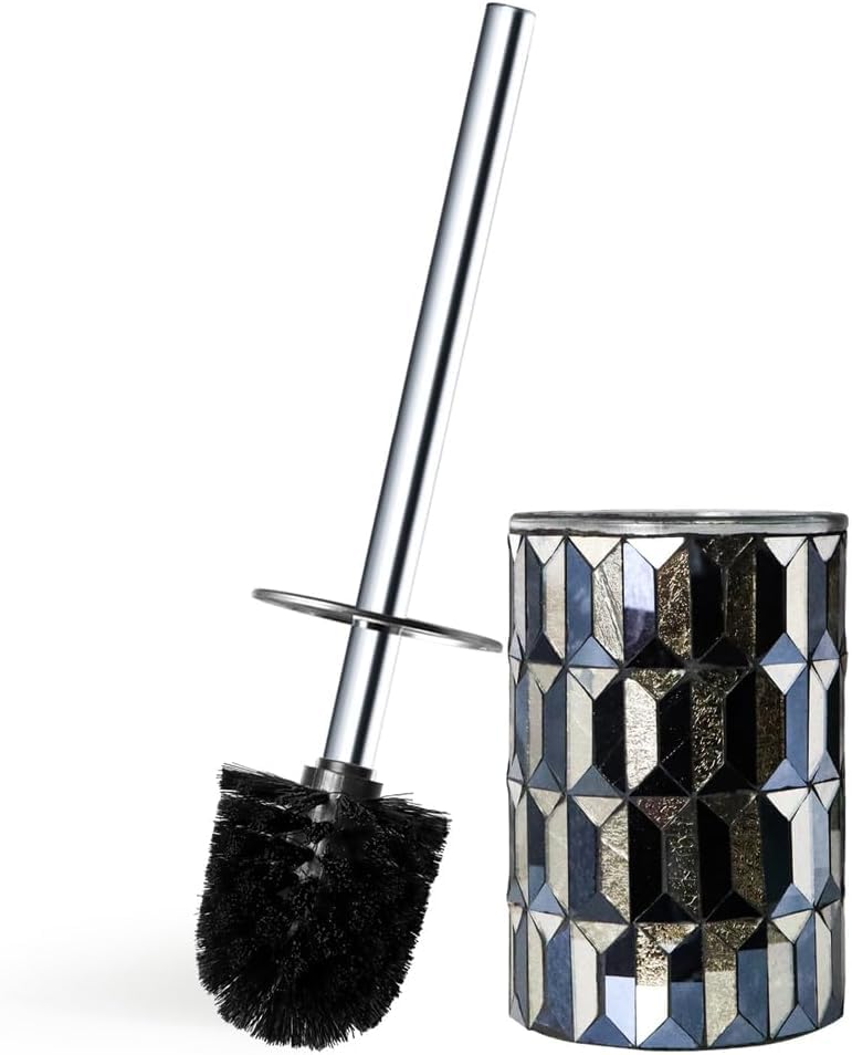 Cute Toilet Brush and Holder Set Mosaic Glass