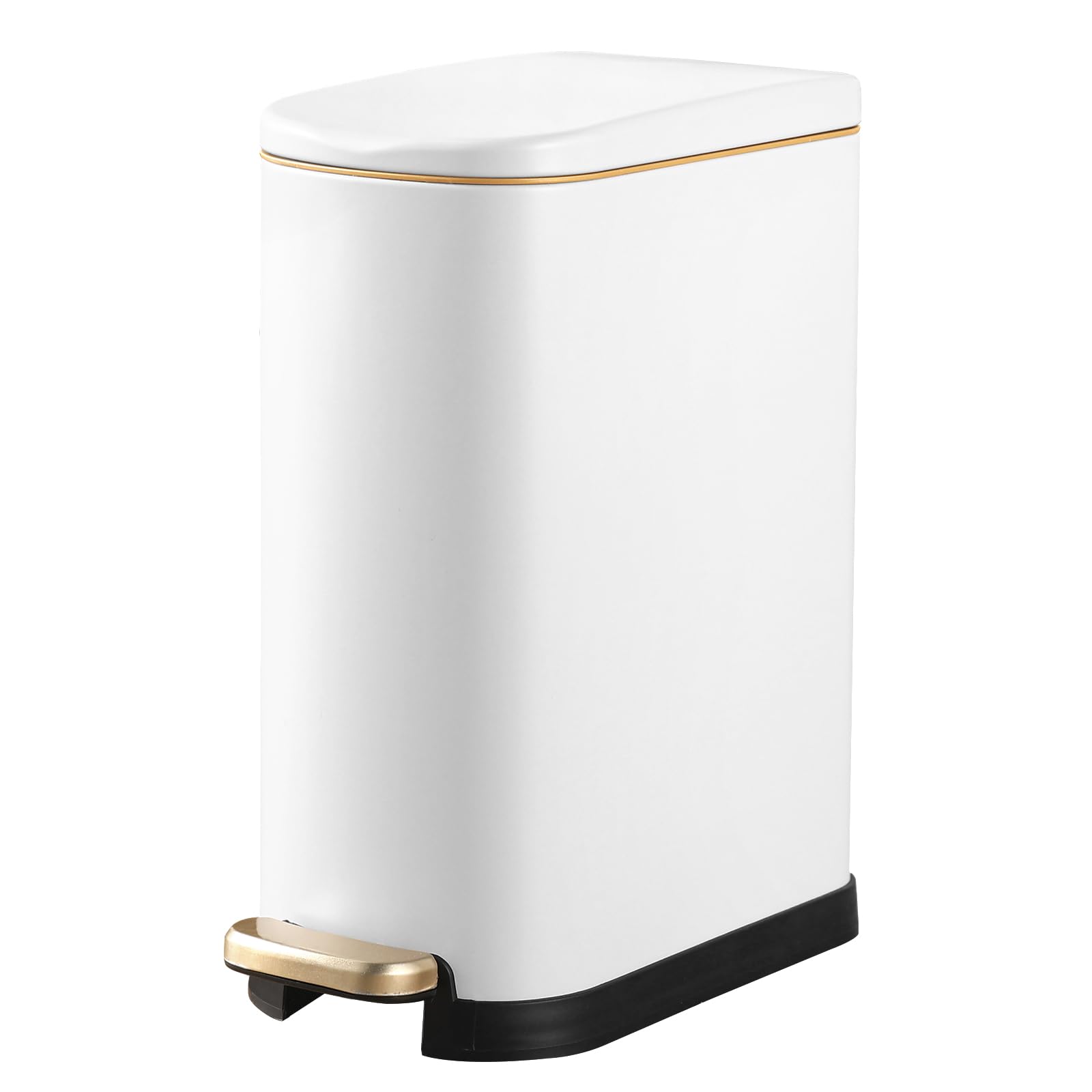 Bathroom Trash Can with Soft Close Lid 3.5 Gallon Matte White