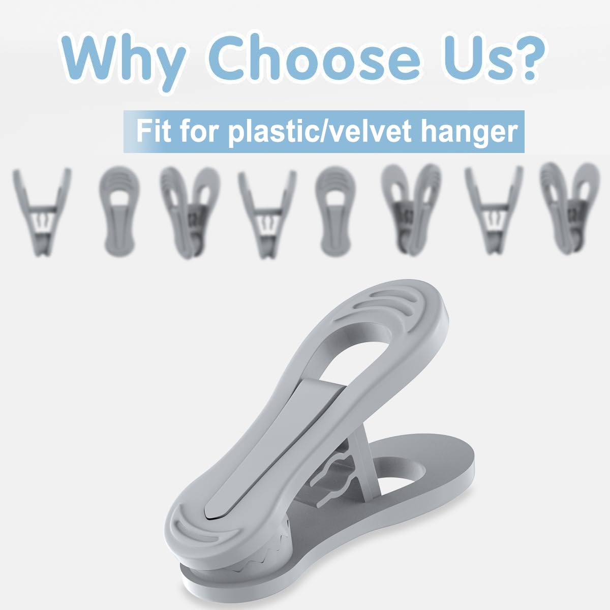 Grey Hanger Clips 50 PCS