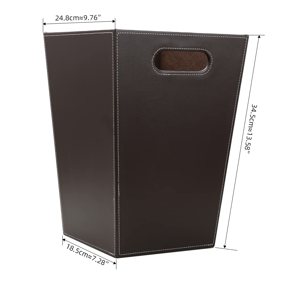 Classic Pu Leather Trash Can Wastebasket
