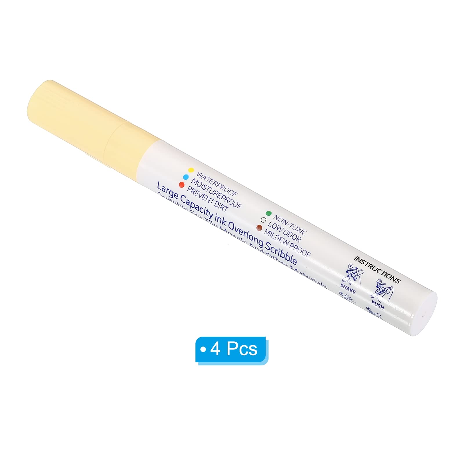 Grout Pen 4 Pack Beige Tile Marker Waterproof Grout Sealer Pen Tile Repair Pens Paint Pens for Wall Floor Bathroom Kitchen Refresh (4 Count)