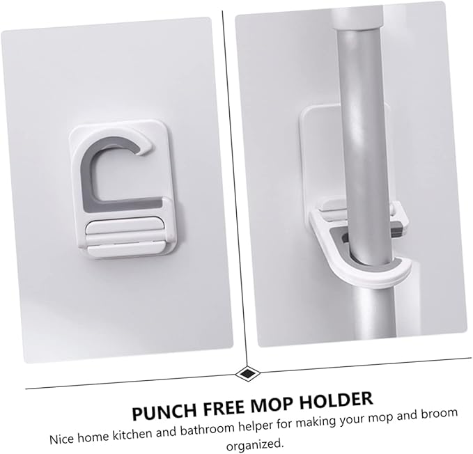 Broom Gripper Wall Mount 3pcs Mop Holders Adhesive Wall Hook for Kitchen Bathroom Utility Room