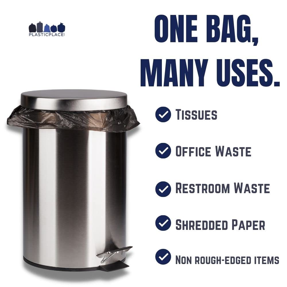 12 16 Gallon Trash Bags │ 8 Microns │ Black High Density Liners │ 24" x 33" (1000 Count)
