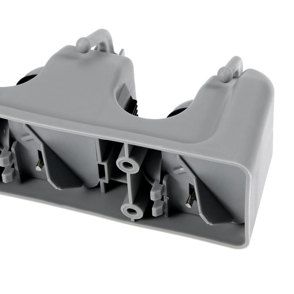 Mop Broom Holder Wall Mounted Storage Rack with Slots and Hooks for Garden Garage and Kitchen Organization Grey and Easy to Install Utility Rack