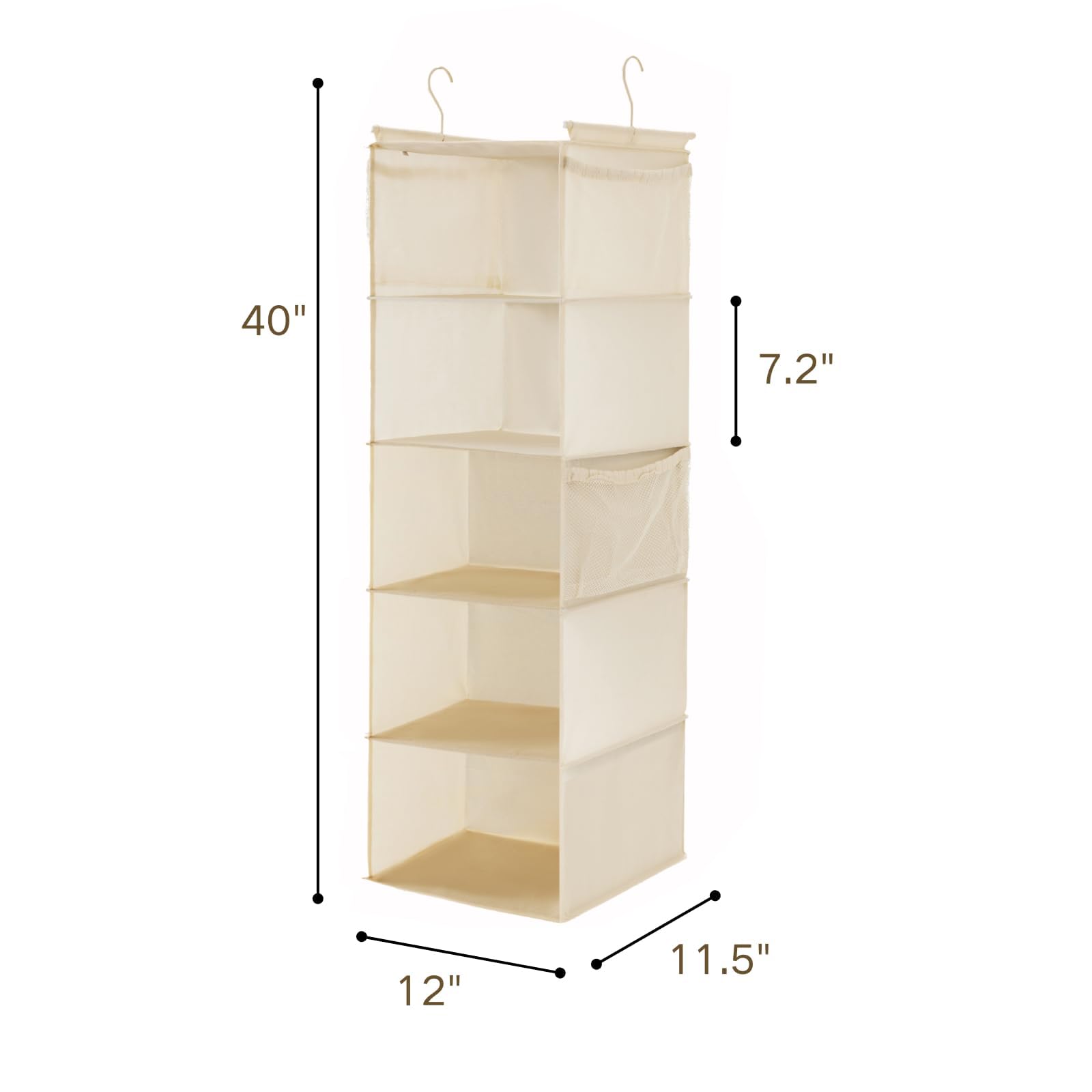 5 Tier Hanging Closet Organizer with 4 Side Pockets