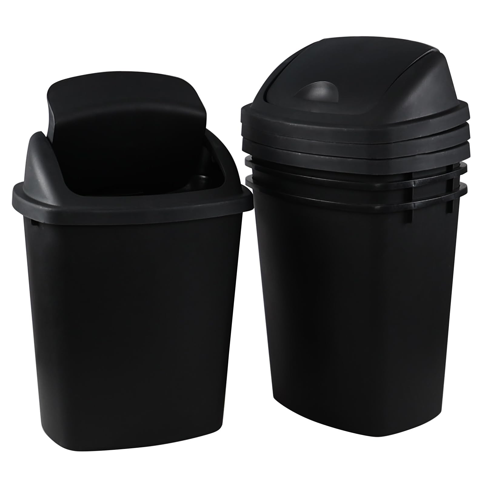 6 Gallon Plastic Flip Lid Trash Can (4 Count)