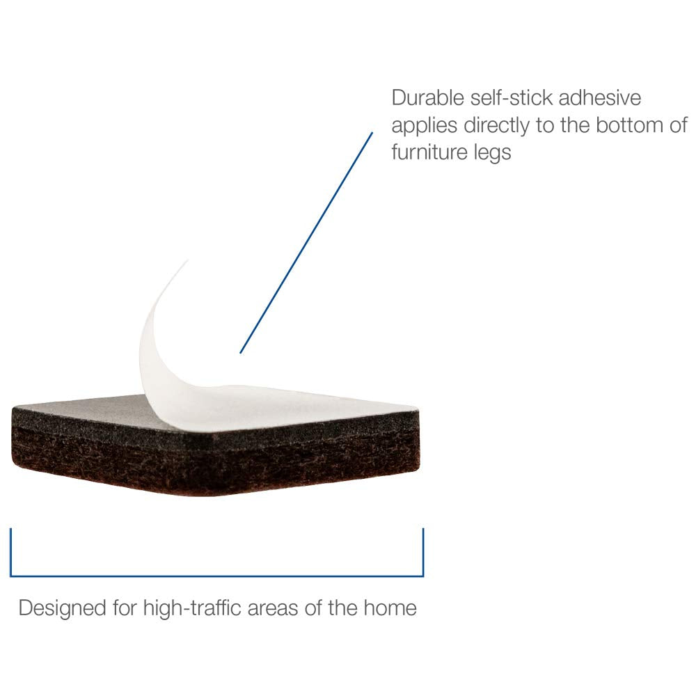 4717695N Heavy Duty Square Felt Furniture Pads to Protect Hardwood Floors from Scratches (48 Count)