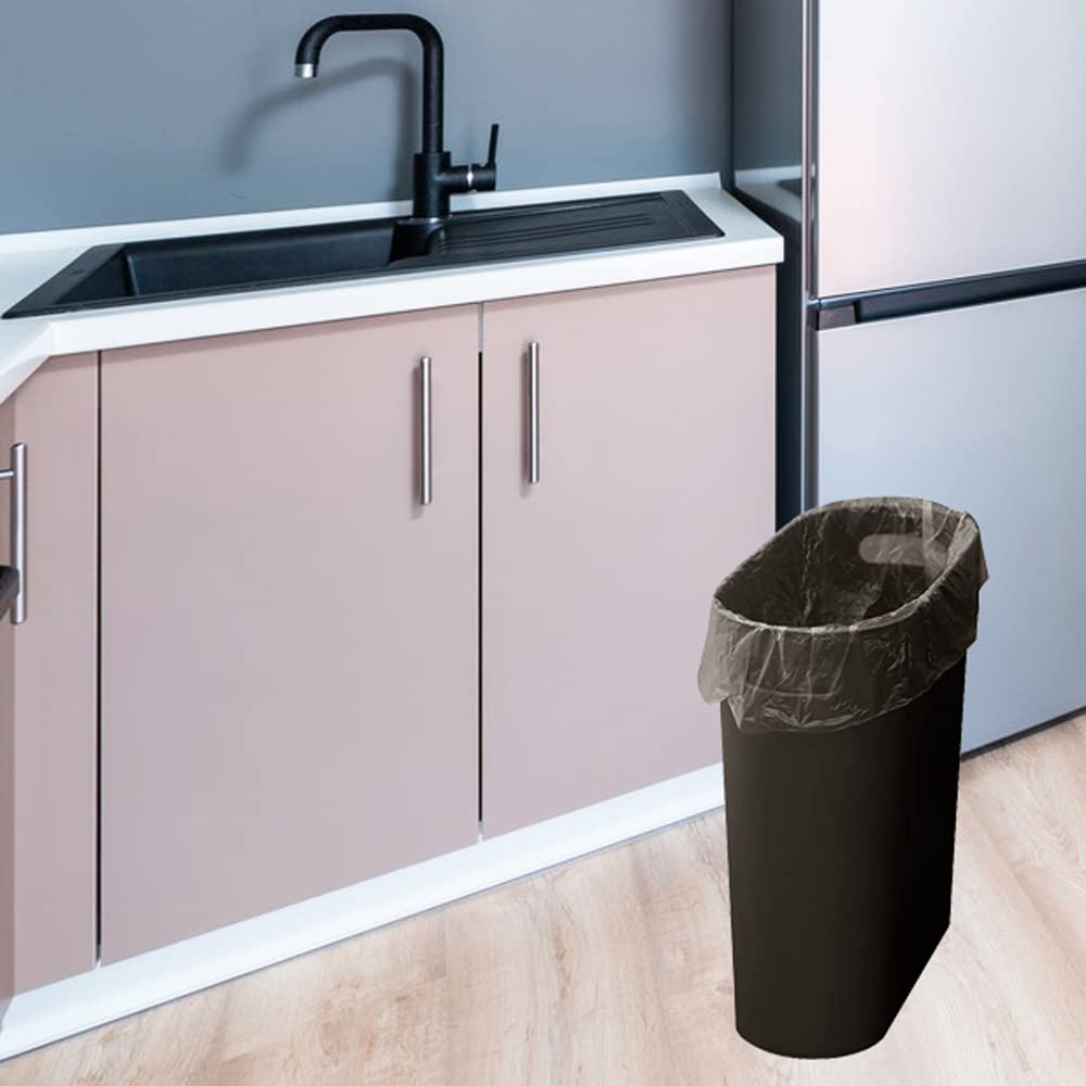 Small Trash Can Plastic Bathroom Wastebasket 3.2 Gallon Slim Garbage Container Bin with Handle for Home Kitchen Bathroom Bedroom Office (2 Count)