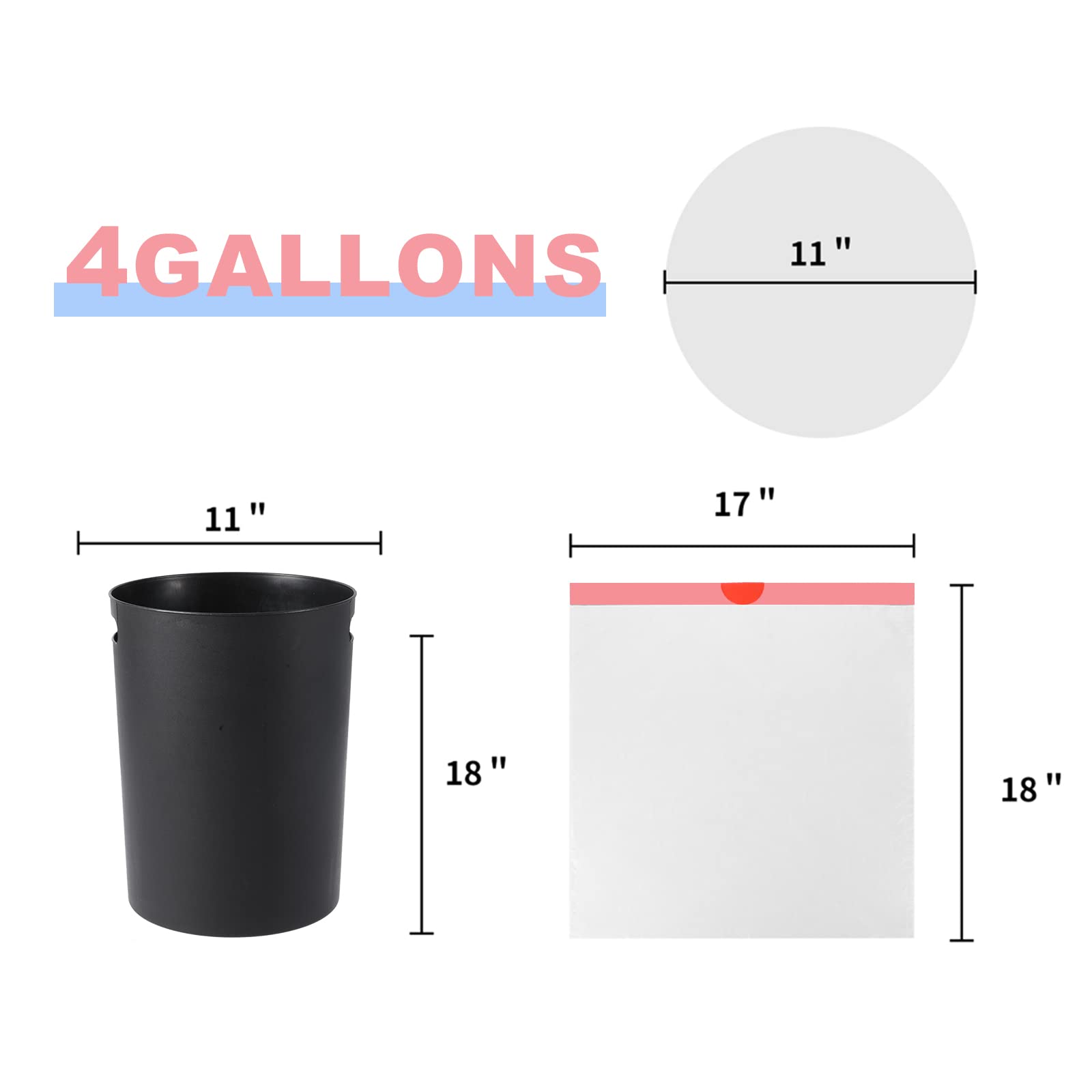 Small Trash Bag 4 Gallon Drawstring Garbage Bags For Small Trash Cans 2 (100 Count)