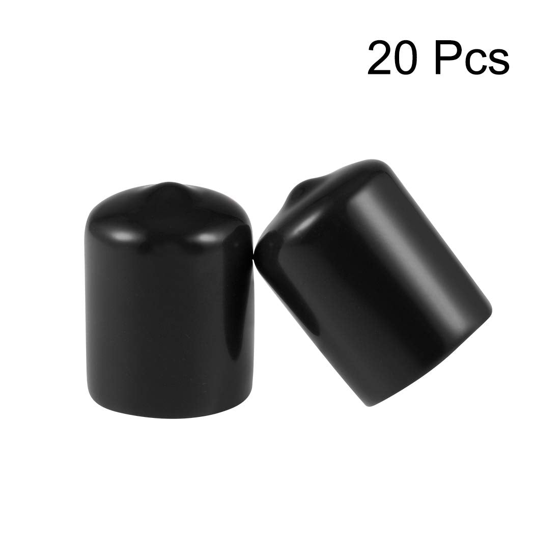 20pcs Rubber End Caps 20mm ID Vinyl Round Tube Bolt Cap Cover Thread Protectors Black (20 Count)