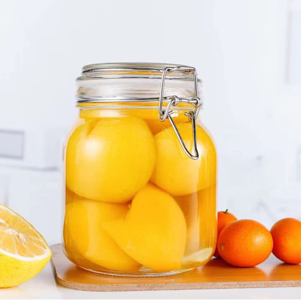 32oz Glass Food Storage Jars with Airtight Clamp Lids (32 Count)