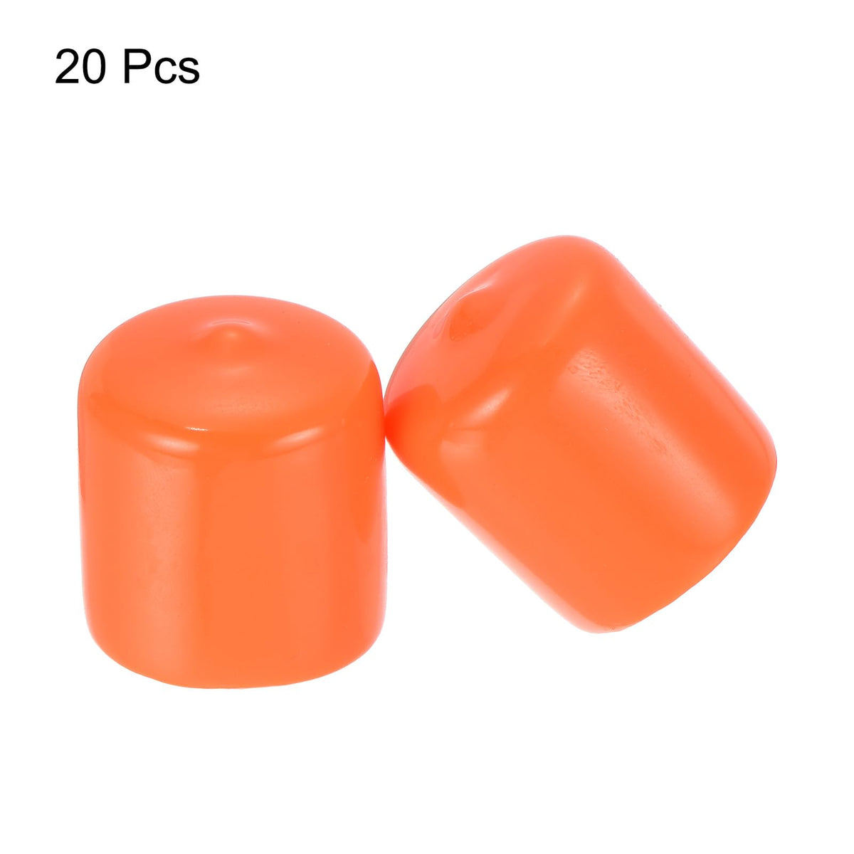 20pcs Rubber End Caps 25mm ID Vinyl Round Tube Bolt Cap Cover Screw Thread Protectors Orange