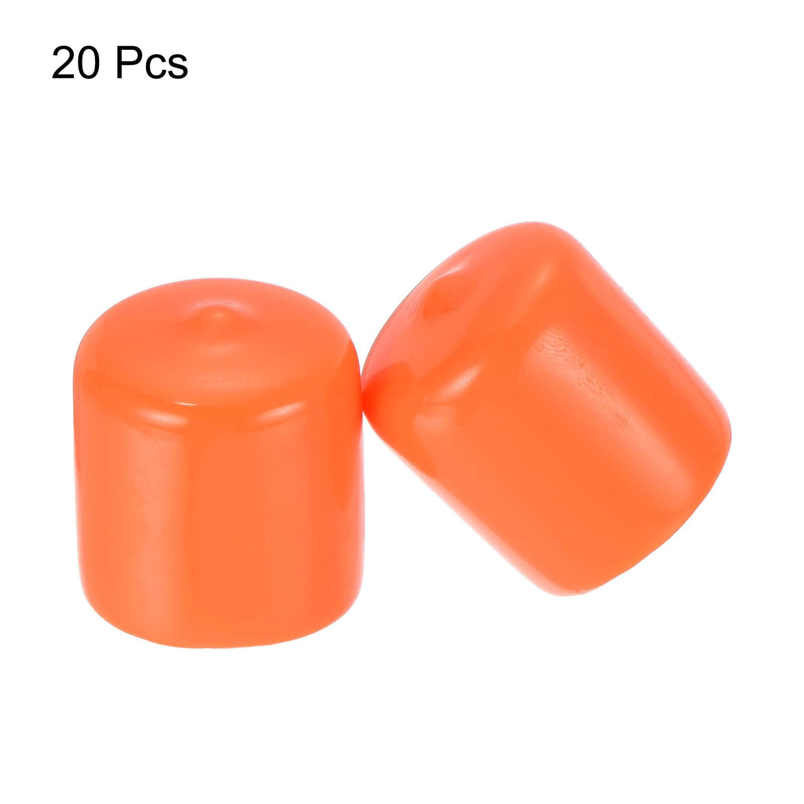 20pcs Rubber End Caps 25mm ID Vinyl Round Tube Bolt Cap Cover Screw Thread Protectors Orange