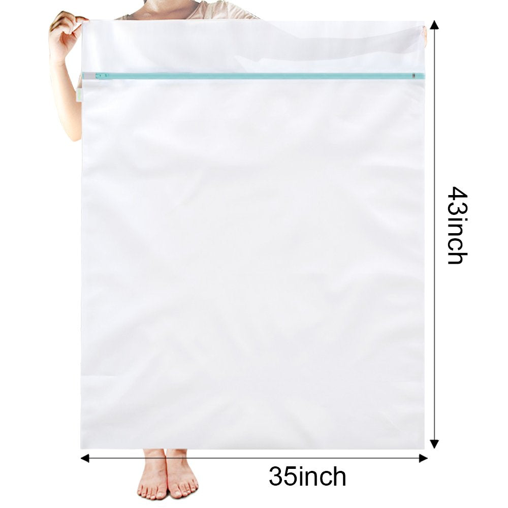 2 Pack Extra Large Laundry Mesh Bag 43 x 35 Inch Mesh Laundry Bag Zippered Big Net Bag for Blanket Sweater Coat Bedding Sheet in Home Dorm Hotel Don't Drying (2 Count)