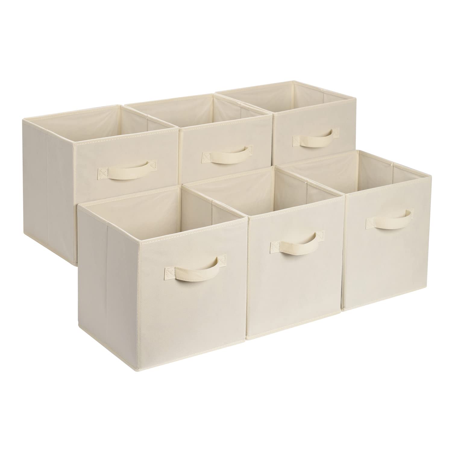 Collapsible Fabric Storage Cube Bins Organizer with Handles for Organization and Organizing Solution (6 Count)