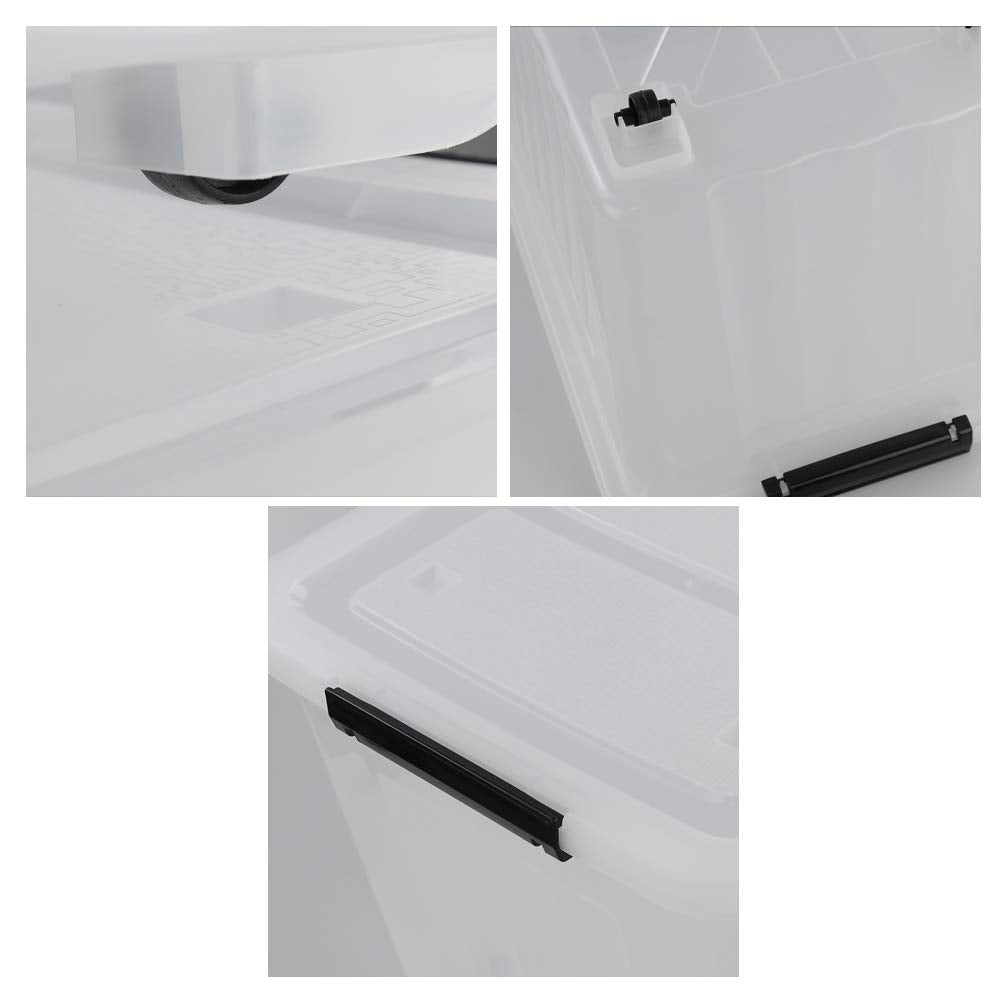 70 L Clear Plastic Large Storage Box with Wheels (4 Count)