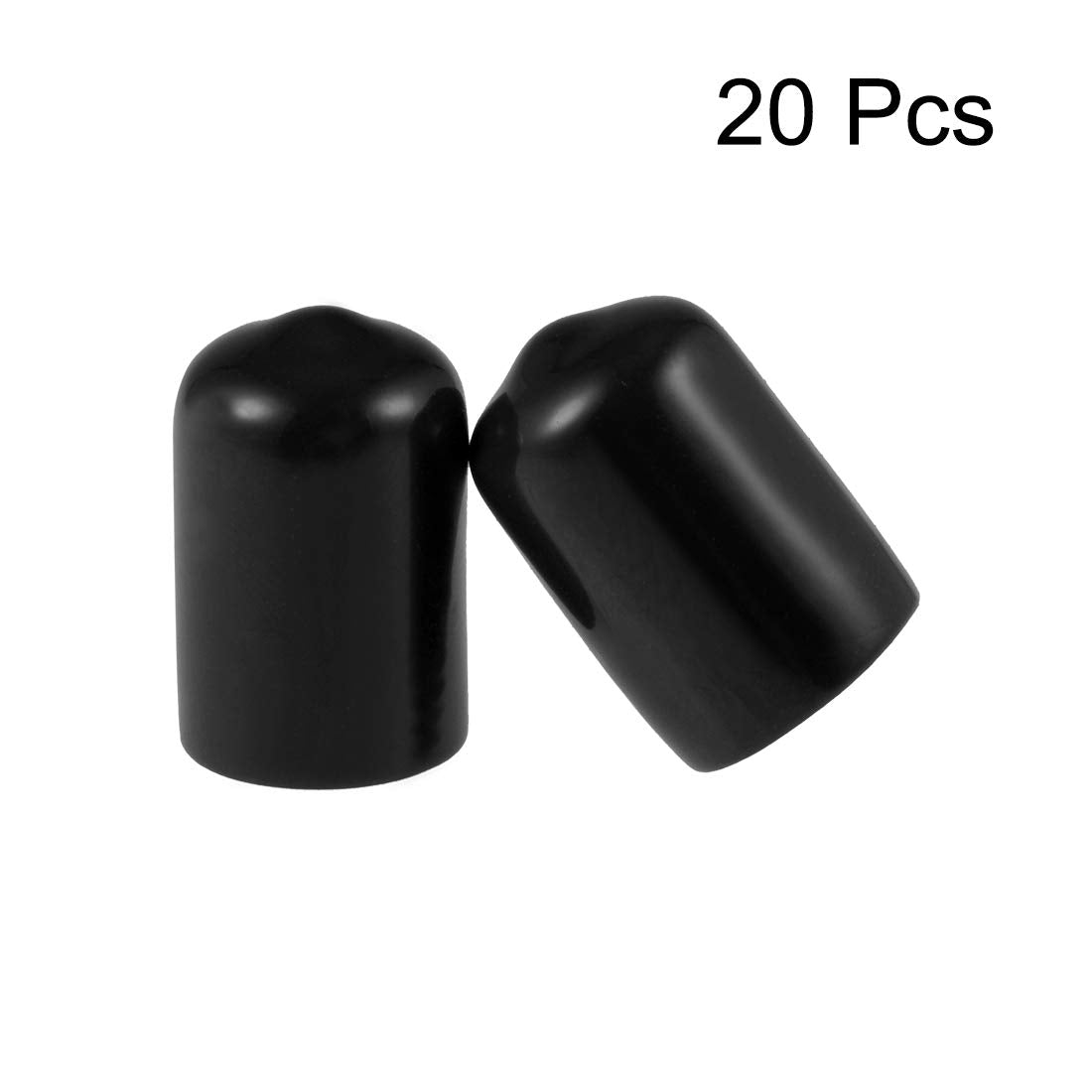 20pcs Rubber End Caps 12mm ID Vinyl Round Tube Bolt Cap Cover Thread Protectors Black (20 Count)