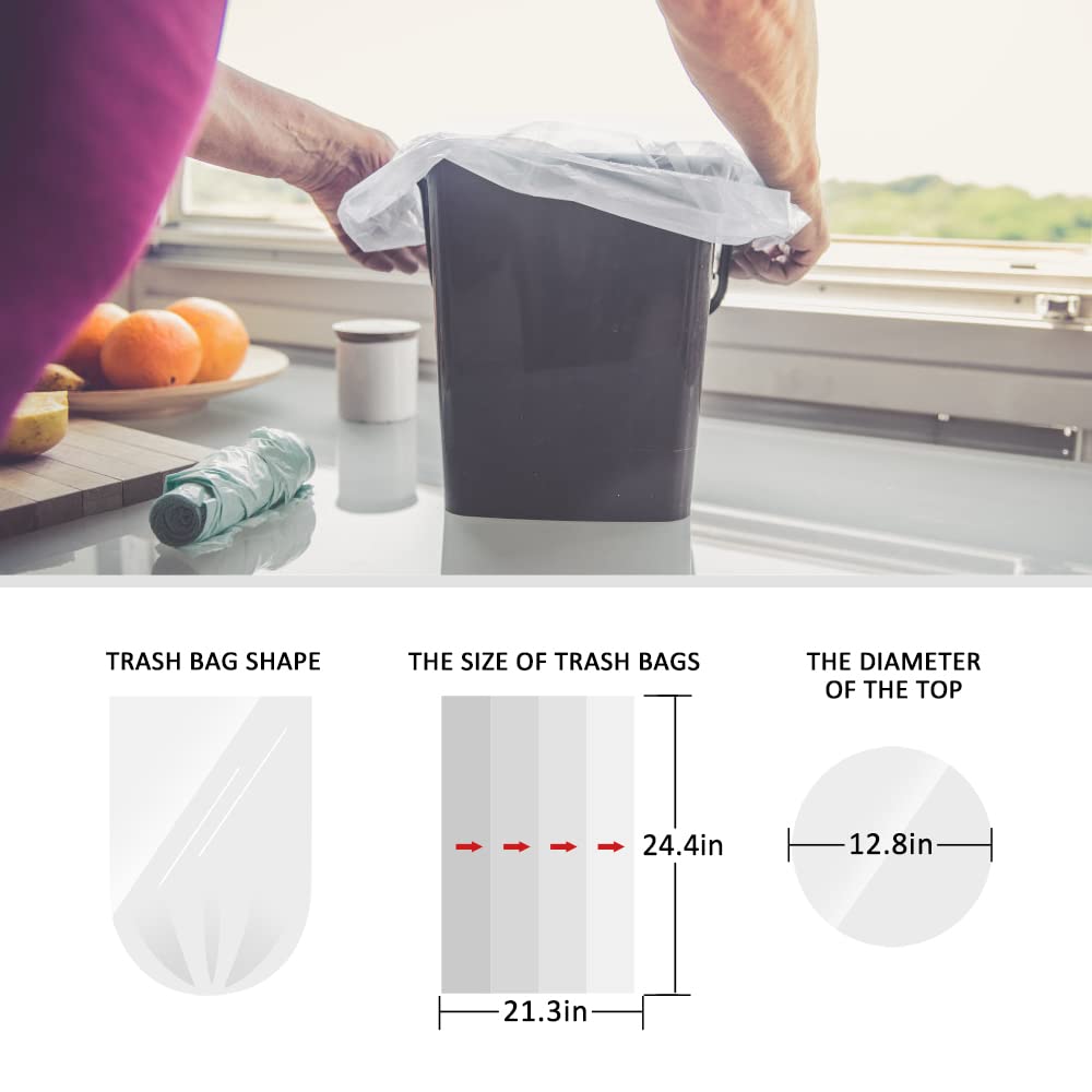 Clear Trash Bags 5 Gallon 330 Count Unscented Kitchen Garbage Bags