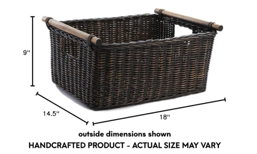 Pole Handle Wicker Storage Basket