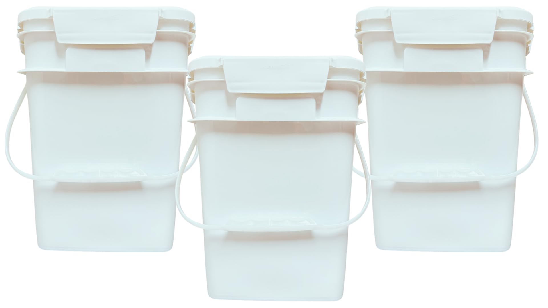4 Gallon Square Food Grade Bucket Pail with Plastic Handles and Lid
