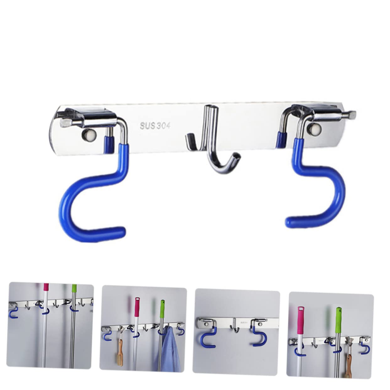 Stainless Steel Mop and Broom Holder Wall