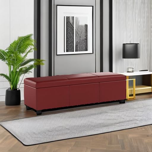 Storage Faux Leather Ottoman