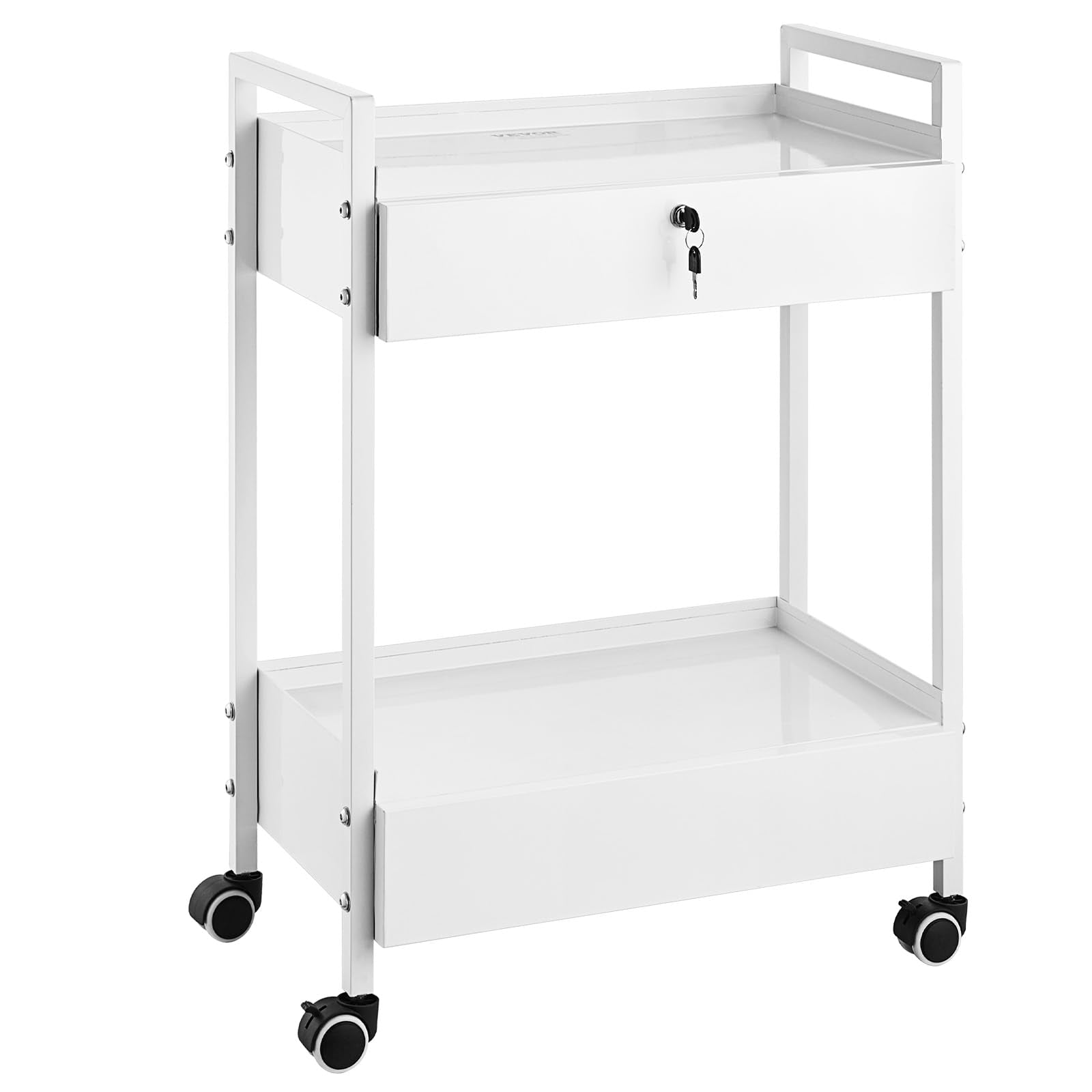 Rolling Medical Cart with Lockable Drawer