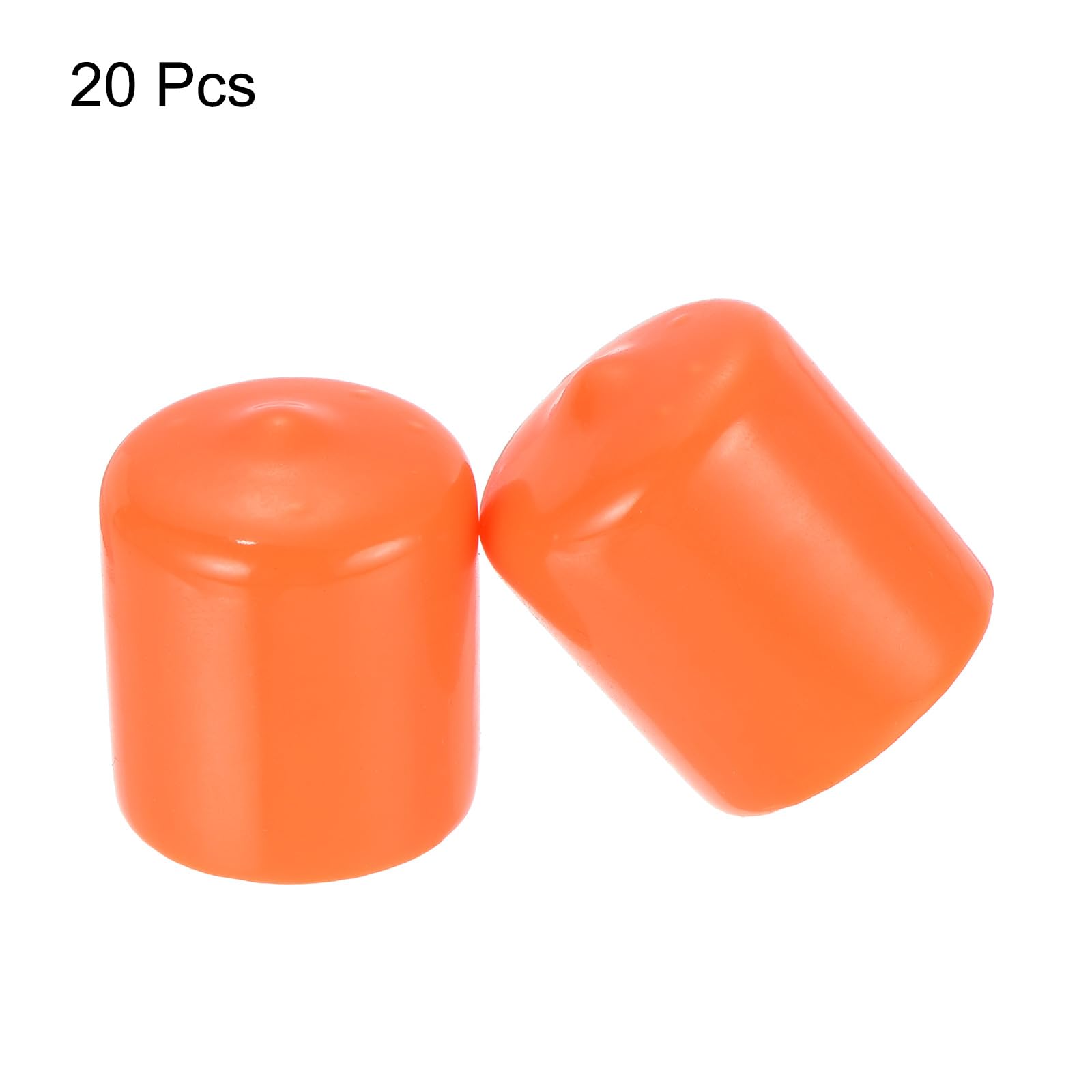 20pcs Rubber End Caps 22mm ID Vinyl Round Tube Bolt Cap Cover Screw Thread Protectors Orange