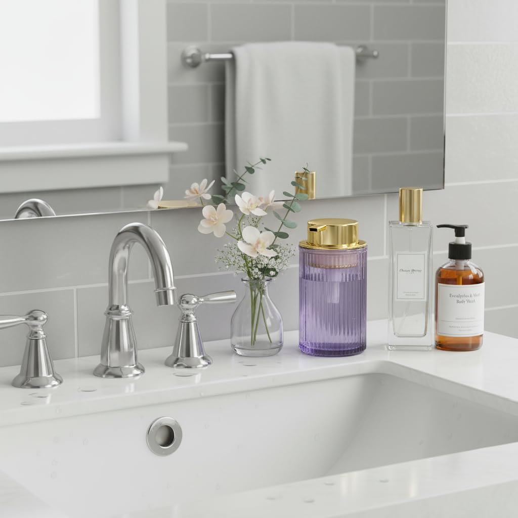 Foaming Soap Dispenser Purple Glass Foam Hand Soap Dispenser