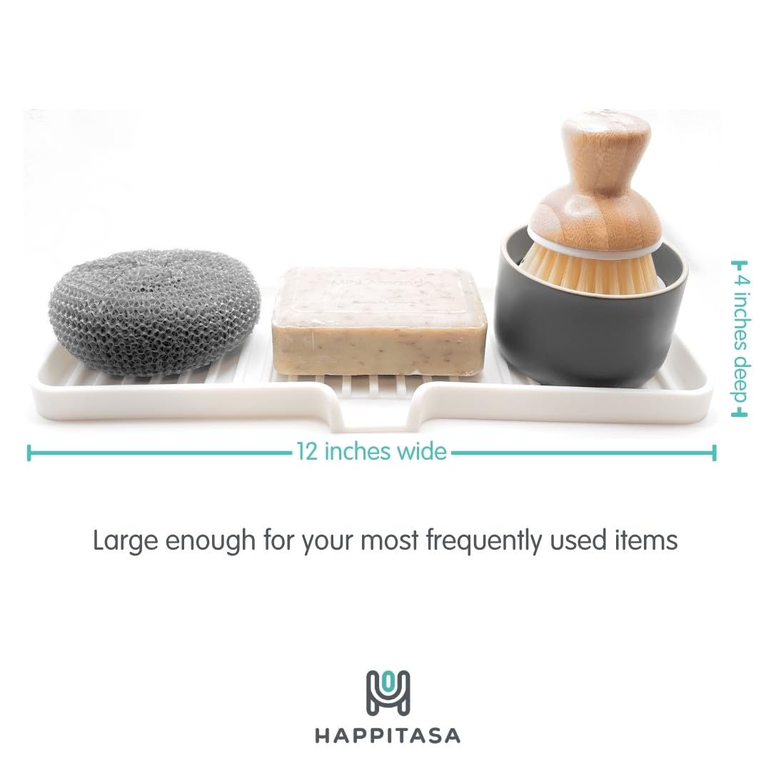 Silicone Soap Dish Tray and Sponge Holder with Drain Chute