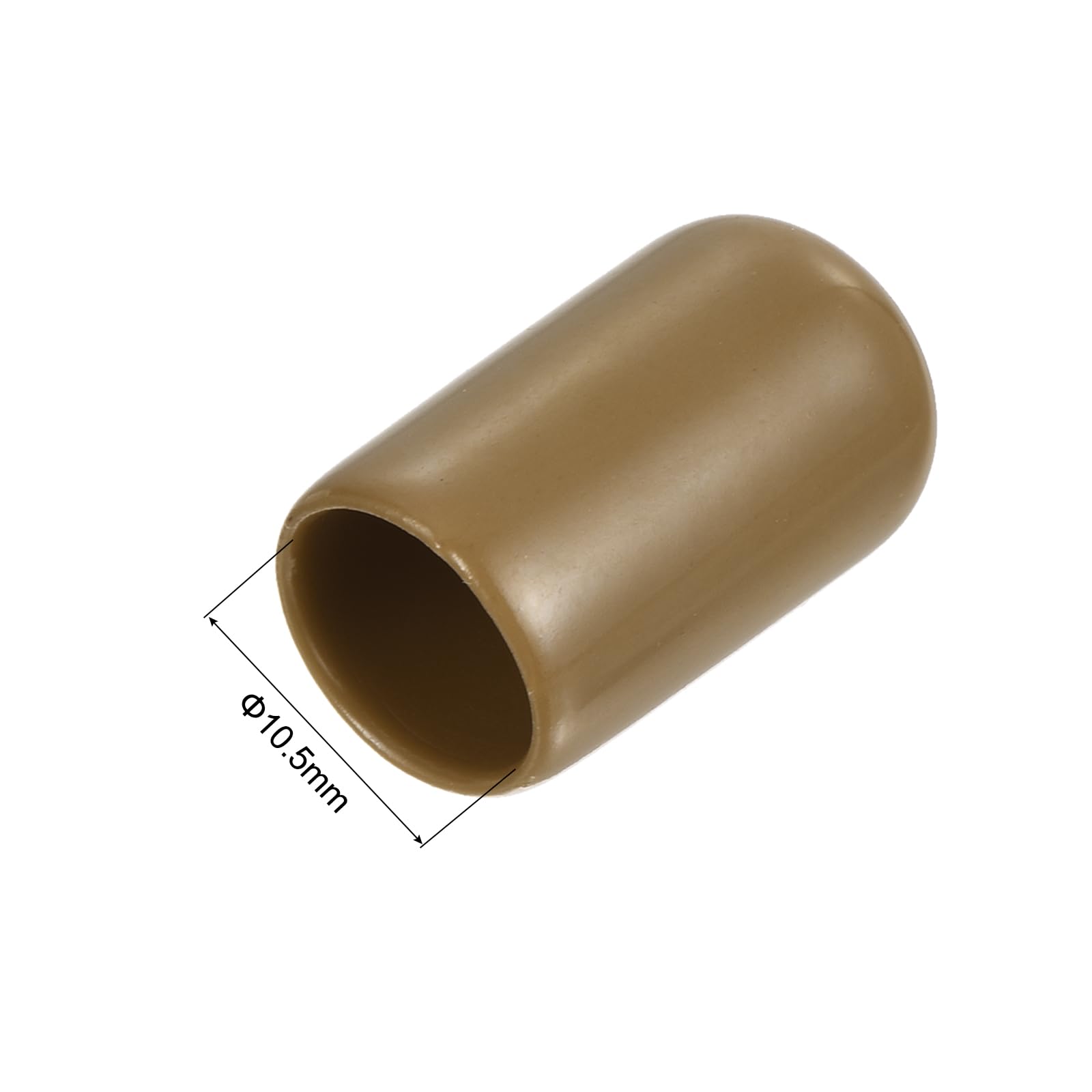 20pcs Rubber End Caps 10.5mm ID Vinyl PVC Round Tube Bolt Cap Cover Screw Thread Protectors Light Brown