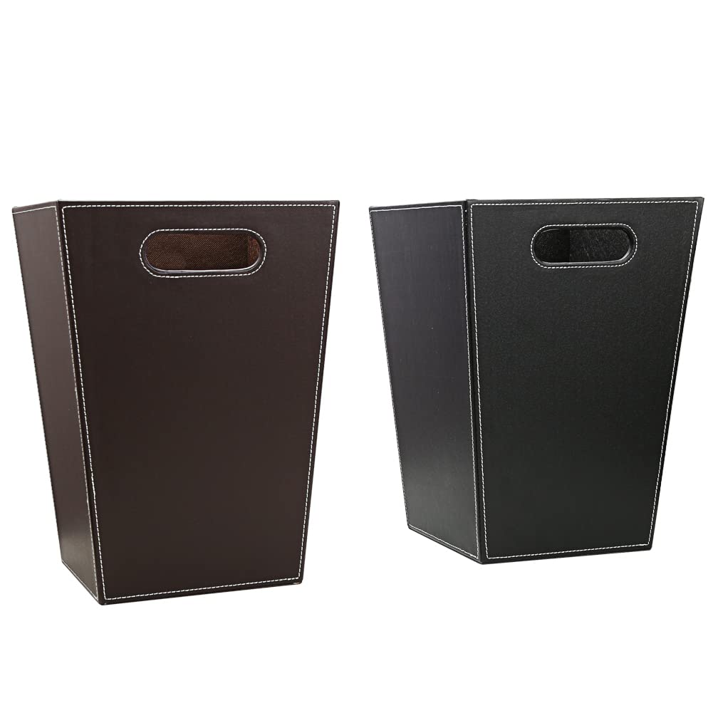 Classic Pu Leather Trash Can Wastebasket
