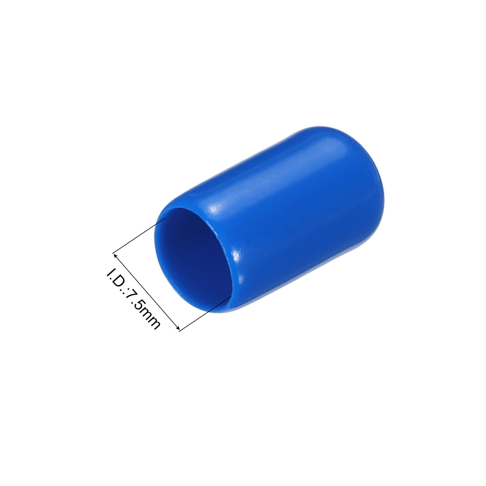 20pcs Rubber End Caps 7.5mm ID Vinyl PVC Round Tube Bolt Cap Cover Screw Thread Protectors Blue