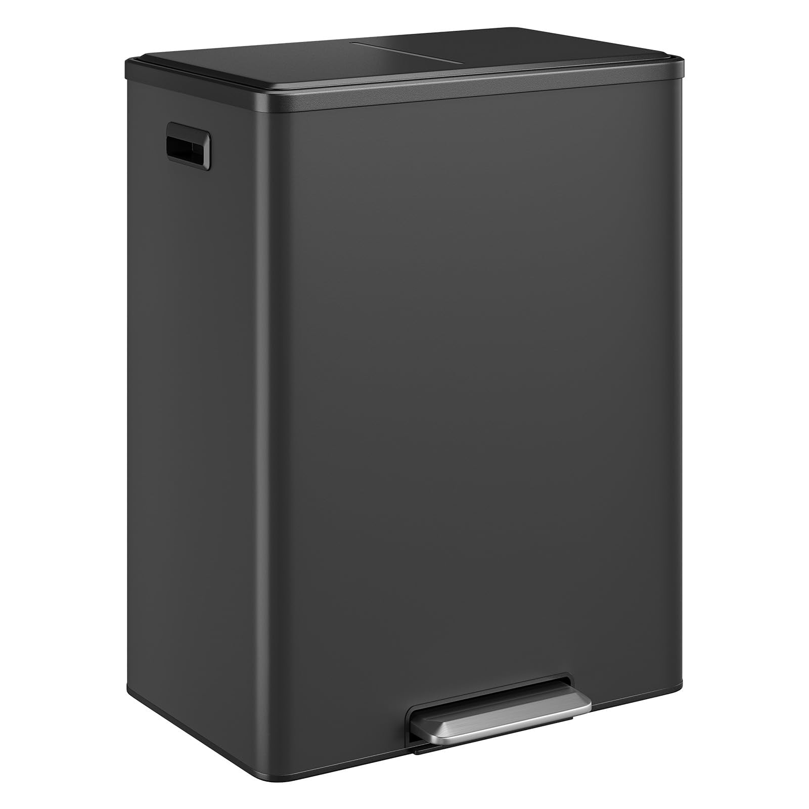 Dual Trash Can Stainless Steel Kitchen Recycling Bin Foot Pedal (2 Count (8 Gal each))