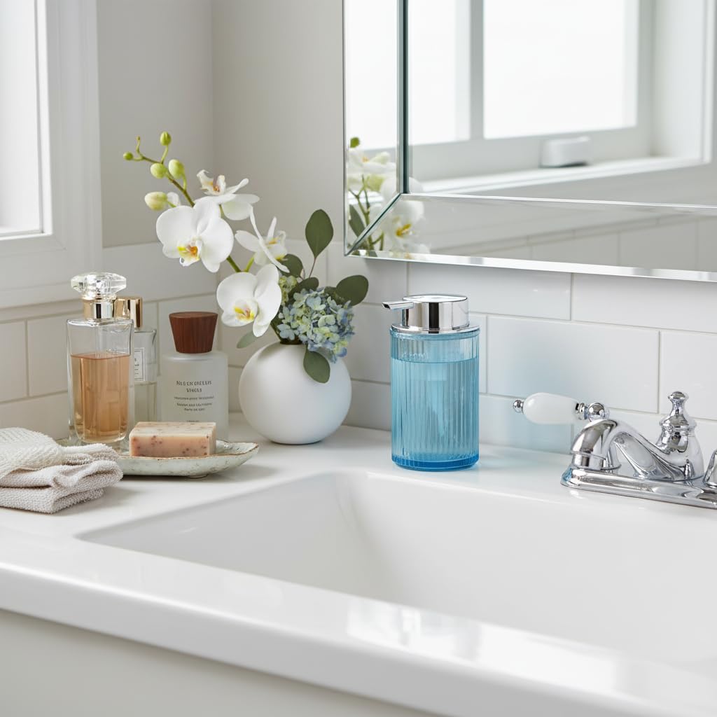 Foaming Soap Dispenser Bathroom Blue Glass Foam Hand Soap Dispenser