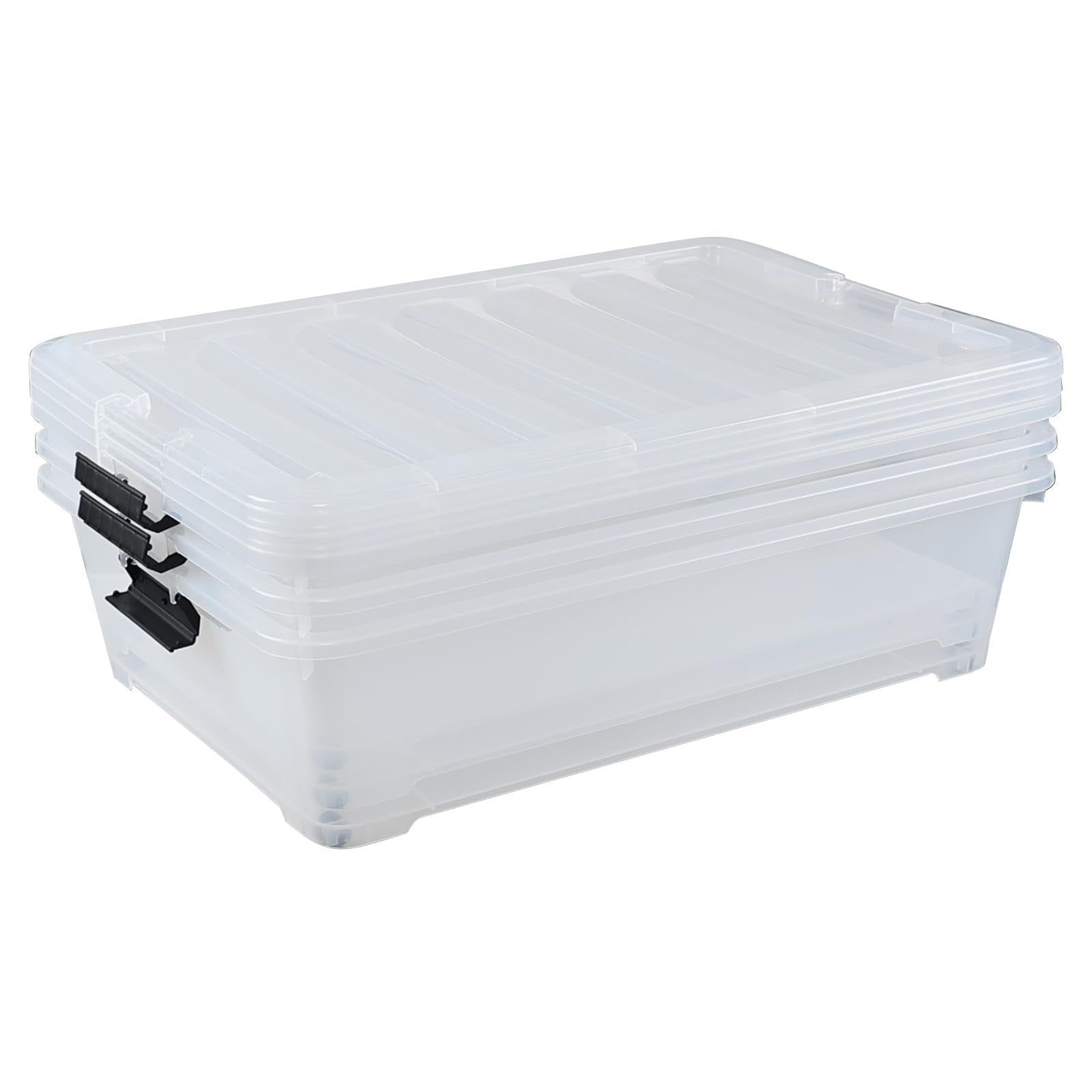 50 Quart Clear Plastic Under Bed Storage Bin with Lid (3 Count)